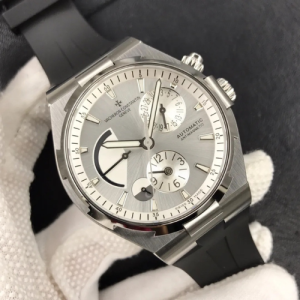 Vacheron swiss Overseas Dual Time White Dial in Steel on Rubber Strap Swiss Eta