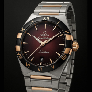 Omega Constellation Burgundy Dial with Ceramic Bezel On Bracelet