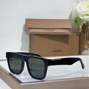 Burberry Rectangular Acetate Sunglasses with Dark Grey Tinted Lenses
