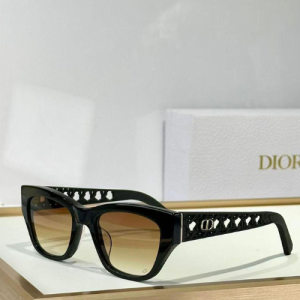 Dior Black Rectangular Sunglasses with gradient brown lenses