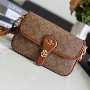 Coach Small Crossbody Bag with Tan Leather Trimc Bags