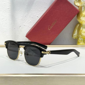 Cartier Black & Gold-Toned Browline Sunglasses