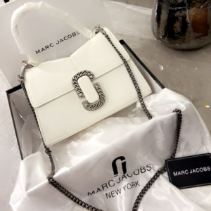Marc Jacobs Chain-Strap Leather Shoulder Bag with White Finish