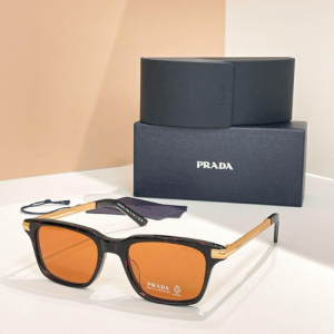Prada Rectangular Acetate Sunglasses with Orange-Tinted Lenses