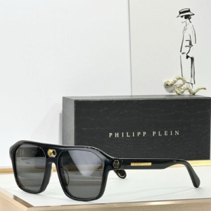 Philipp Plein Sunglasses Black Acetate Frame Sunglasses with Brown Gradient Lenses
