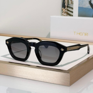 THENRI Geometric Acetate Sunglasses with Gradient Grey Tinted Lenses