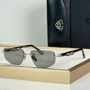 Maybach Grey Gradient Silver Rimless Rectangle Sungalsses