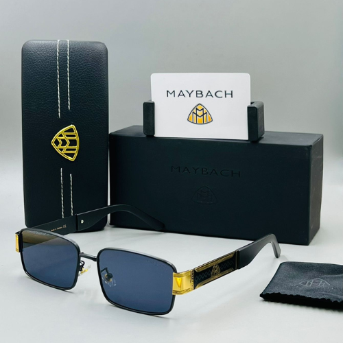 Maybach Rectangular Frame Sunglasses with Blue Tinted Lenses