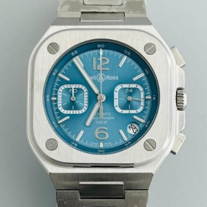 Bell & Ross BR 05 Chronograph Watch with a Stainless Steel Bracelet and Ice Blue Dial