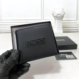 BOSS Black Bi-Fold Wallet with Embossed Logo Detailing