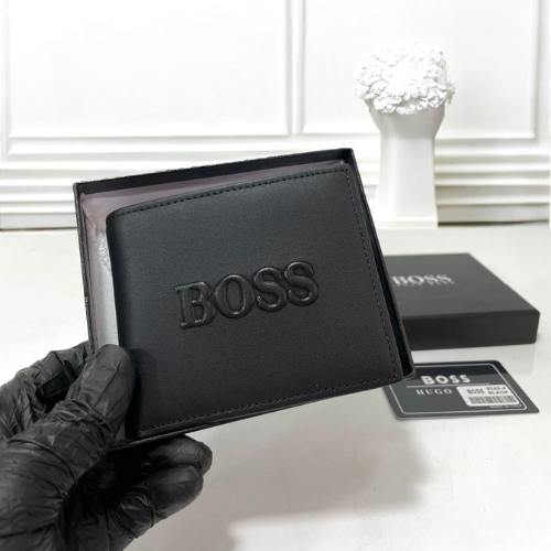 BOSS Black Bi-Fold Wallet with Embossed Logo Detailing
