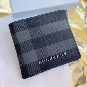 Burberry Checkered Wallet in Black and Dark Grey Tones