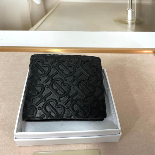 Burberry Black Leather Wallet with Embossed Patterns