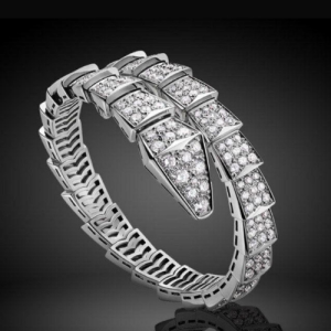 Bvlgari Serpenti Bracelet in Silver Tone Metal with Clear Crystal Embellishments