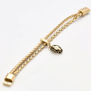 Bvlgari Serpenti Forever Leather and Brass Bracelet