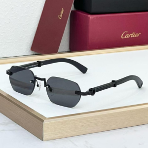 Cartier Rectangular Frame Sunglasses with Black Tinted Lenses
