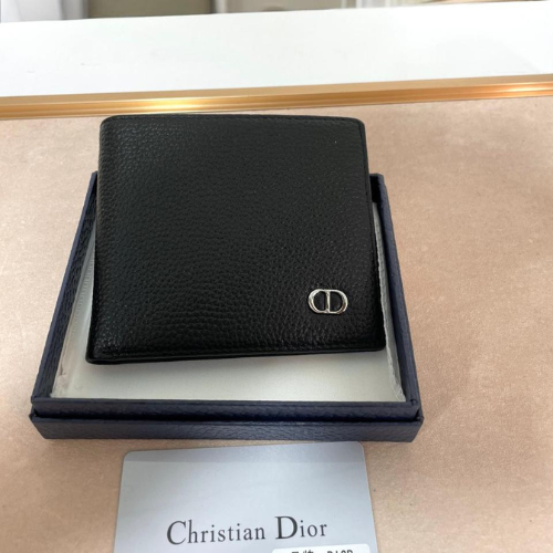 Christian Dior bi-Fold Wallet in Black Grained Leather