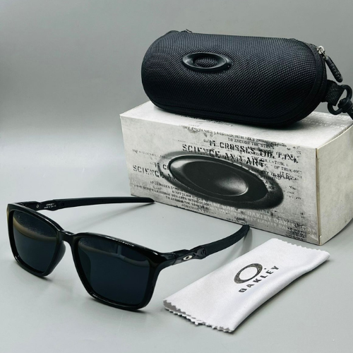 Oakley Rectangular Fame Acetate Sunglasses with Black-Tinted Lenses