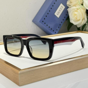 Gucci Sunglasses with Black and Red Temples and Gradient Yellow Tinted Lenses