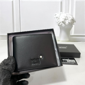 Montblanc Bi-Fold Wallet in Black Textured Leather with Premium Craftsmanship