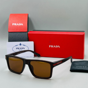 Prada Square Frame Acetate Sunglasses with Brown-Tinted Lenses