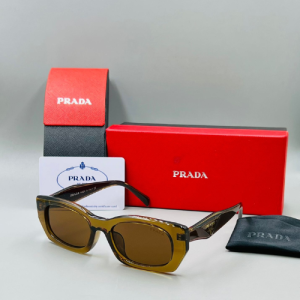 Prada Rectangular Frame Acetate Sunglasses with Brown-Tinted Lenses