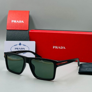 Prada Square Frame Acetate Sunglasses with Green-Tinted Lenses