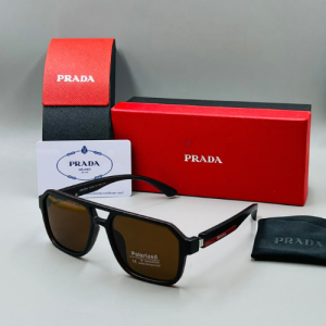 Prada Square Frame Acetate Sunglasses with Brown-Tinted Lenses