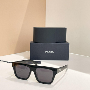 Prada Square Frame Acetate Sunglasses with Black Frames and Dark Grey Tinted Lenses