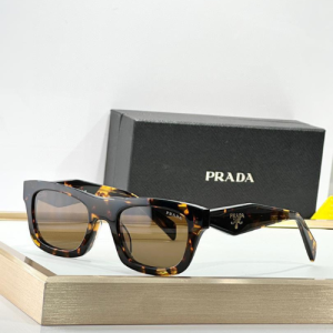 Prada Square Frame Sunglasses with Tortoiseshell Frames and Brown Tinted Lenses