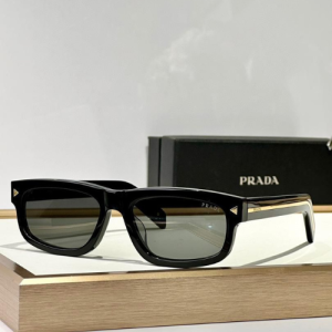 Prada Rectangular Frame Sunglasses with Gray Tinted Lenses