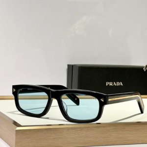 Prada Black Rectangular Frame Sunglasses with Clear Lenses