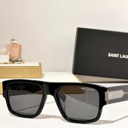 Saint Laurent Rectangular Frame Sunglasses with Black Tinted Lenses