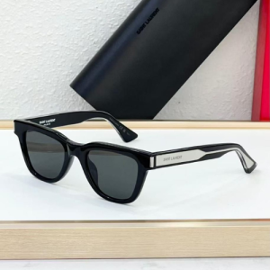 Saint Laurent Rectangular Frame Sunglasses with Black Tinted Lenses
