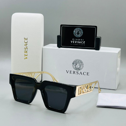 Versace Square Frame Acetate Sunglasses with Black-Tinted Lenses