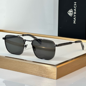 Maybach Square Frame Metal Sunglasses with Dark-Tinted Lenses