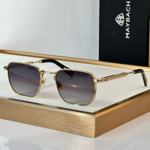 Maybach Square Frame Metal Sunglasses with Gray-Tinted Lenses