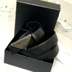 Prada Belt in Black with a Geometric Pattern
