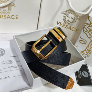 Versace Belt with a Black Color and a Gold Buckle