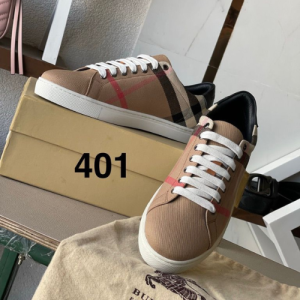 Burberry Sneakers with a Beige, Black, and Red Check Pattern