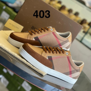 Burberry Sneakers with a Beige and Brown Check Pattern