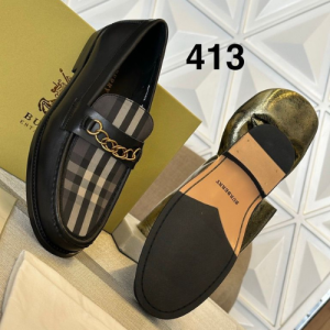 Burberry Loafers with a Black and Gray Check Pattern