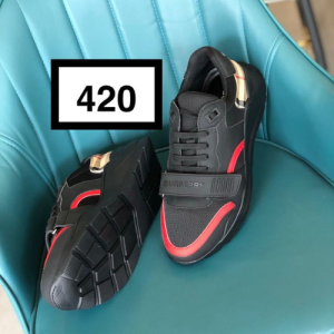 Burberry Sneakers in Black with Red and Gold Accents