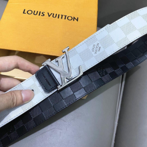 Louis Vuitton Belt with a White and Black Checkerboard Pattern