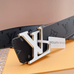 Louis Vuitton Belt with a Black and Monogram Pattern