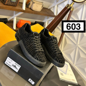 Balmain Sneakers with a Black and Gray Geometric Pattern