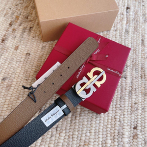 Salvatore Ferragamo Belt with a Brown and Black Leather Pattern
