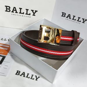 Bally Belt with a Brown and Red Striped Pattern