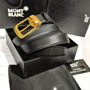 Mont Blanc Belt with a Black Color and a Gold Buckle