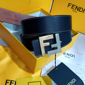 Fendi Belt with a Black Color and a Gold F Logo Buckle